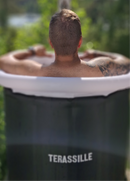 Terassille jääkylpyallas / kylmäallas 75 cm, korkeus 80 cm musta (lisäerä saapuu varastoon marraskuun lopulla)