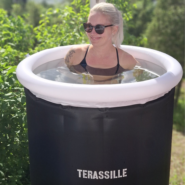 Terassille jääkylpyallas / kylmäallas 75 cm, korkeus 80 cm musta
