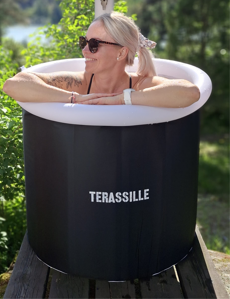 Terassille jääkylpyallas / kylmäallas 75 cm, korkeus 80 cm musta