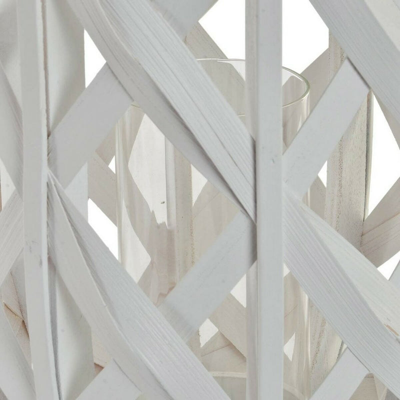Lyhty - Valkoinen, metalli ja bambu (25 x 25 x  76 cm)