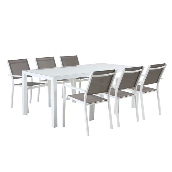 Pöytäsetti 6 tuolilla DKD Home Decor Ulkopuoli Alumiini (180 x 90 x 75 cm)