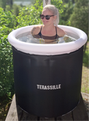 Terassille jääkylpyallas / kylmäallas 75 cm, korkeus 80 cm musta (lisäerä saapuu varastoon marraskuun lopulla)