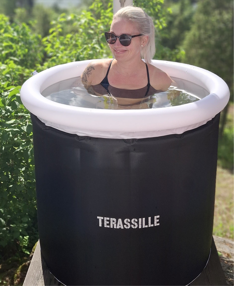 Terassille jääkylpyallas / kylmäallas 75 cm, korkeus 80 cm musta