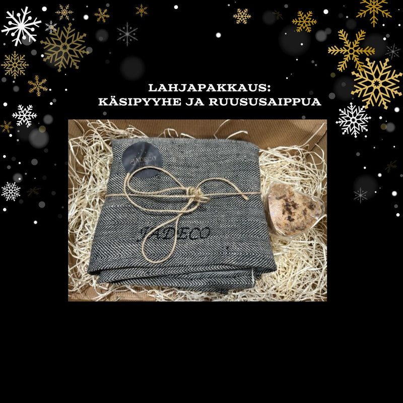 SPA JOULULAHJAPAKKAUS - 2 kpl peflettiä + sisustuskynttilä ja ruususaippua - Jadeco