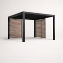 Terassille Pergola musta 3m x 3m kaksi seinäväliä rimotettu - kotimainen hiilletty puu  Toimitusaika noin 2-3 viikkoa tai sopimuksen mukaan. (hintaan lisätään rahti)