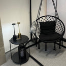 Riipputuoli musta + kaupan päälle pehmusteet 2kpl (mustat). Nämä trendikkäät boho riipputuolit sopivat terassille, parvekkeelle ja sisälle. (Ei sisällä telinettä)