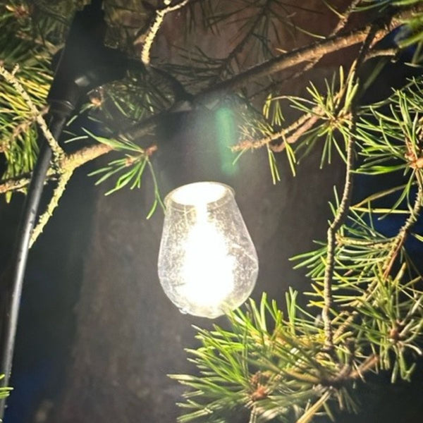 SELED ULKOVALOSARJA /VALOKETJU ULKOKÄYTTÖÖN VAIHDETTAVILLA E27 LED -LAMPUILLA. 20m / 40 lamppua