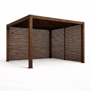 Terassille Pergola ruskea ilman rimoja 3m x 3m kaksi seinäväliä rimoitettu - kotimainen hiilletty puu. Toimitusaika noin 2-3 viikkoa tai sopimuksen mukaan.  (hintaan lisätään rahti)