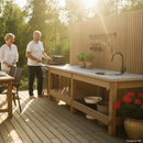 Premium Kesäkeittiö Lämpöpuusta ja Betonista (2,7m)