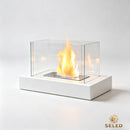 UUTUUS! SELED™ Nordic Line White: suorakaiteen muotoinen pöytätuli moderniin sisustukseen. Bioetanolitakka, suorakaide valkoinen 35x18x15 cm