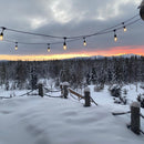 SELED™  ulkovalosarja /valoketju ulkokäyttöön vaihdettavilla E27 LED -lampuilla. 20m / 20 lamppua