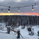 SELED™  ulkovalosarja /valoketju ulkokäyttöön vaihdettavilla E27 LED -lampuilla. 20m / 20 lamppua