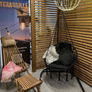 Riipputuoli musta + kaupan päälle pehmusteet 2kpl (mustat). Nämä trendikkäät boho riipputuolit sopivat terassille, parvekkeelle ja sisälle. (Ei sisällä telinettä)