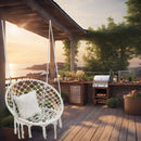 Riipputuoli luonnonvalkoinen + kaupan päälle pehmusteet 2kpl (luonnonvalkoiset). Nämä trendikkäät boho riipputuolit sopivat terassille, parvekkeelle ja sisälle.