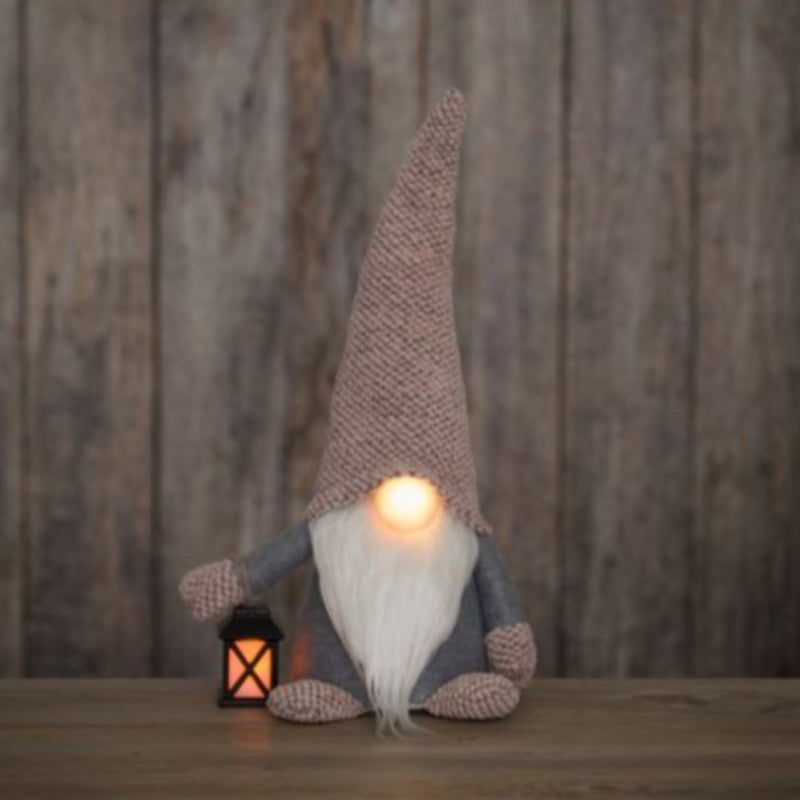 Winteria Tonttu lyhty kädessä LED-valolla 45 cm