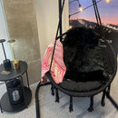 Riipputuoli musta + kaupan päälle pehmusteet 2kpl (mustat). Nämä trendikkäät boho riipputuolit sopivat terassille, parvekkeelle ja sisälle. (Ei sisällä telinettä)