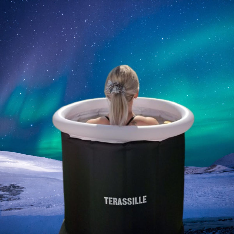 Terassille jääkylpyallas / kylmäallas 75 cm, korkeus 80 cm musta (lisäerä saapuu varastoon marraskuun lopulla)