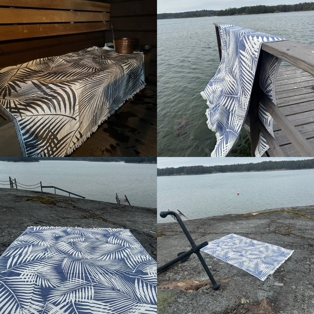UUTTA! Como Piknik-viltti / torkkupeitto / jättipyyhe sininen - TERASSILLE 140x180cm