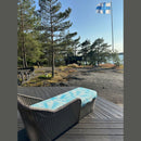 Jättipyyhe vai sisustusviltti  – Turkoosi viltti terassille (140x170 cm) - Monikäyttöinen ja kevyt pyyhe toimii reissukumppanina ja kodin sekä terassin sisustamiseen.